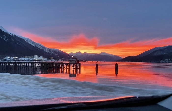 juneau sunset overlooking the gastineau channel