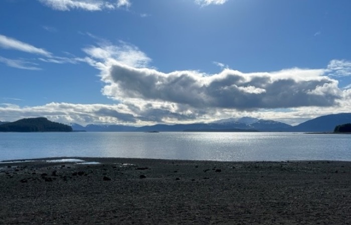 view from auke village beach in juneau alaska