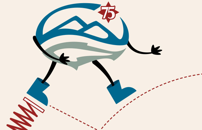 true north icon logo with arms and legs skipping