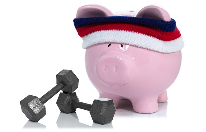 true north federal credit union piggy bank with dumbells