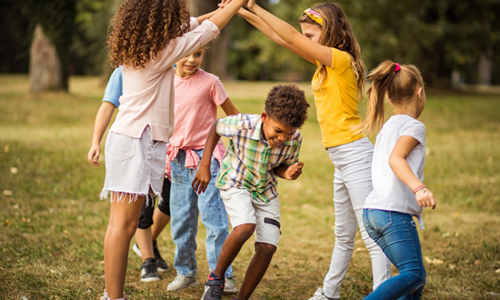 variety of children playing outdoors