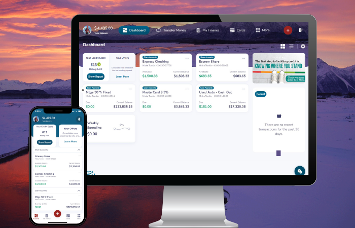 desktop and mobile visual of ebanking dashboard