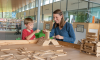 amy building blocks with son