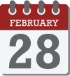 calendar graphic with February 28th displayed